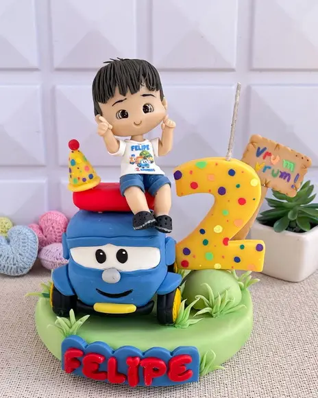 Topo Léo Caminhão Biscuit Personalizado Nome Idade