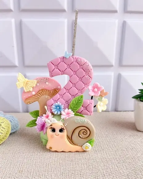Vela Jardim Encantado Biscuit Caracol Flores Nome Idade