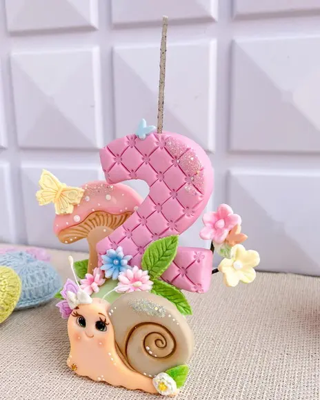 Vela Jardim Encantado Biscuit Caracol Flores Nome Idade