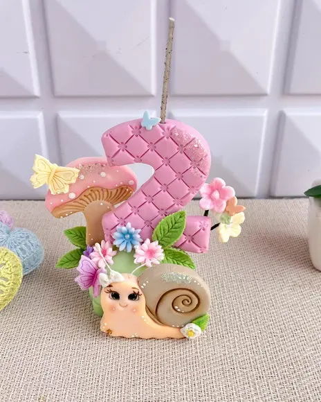Vela Jardim Encantado Biscuit Caracol Flores Nome Idade