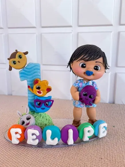 Vela Personalizada com Topo de Bolo( Tema Bolofofos)