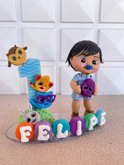 Vela Personalizada com Topo de Bolo( Tema Bolofofos)