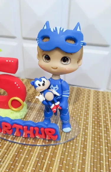 Vela Sonic Personalizada em Biscuit