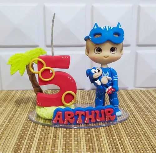 Vela Sonic Personalizada em Biscuit