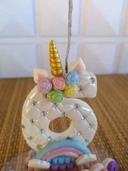 Vela Unicórnio | Topo de Bolo Unicornio | Vela de Biscuit