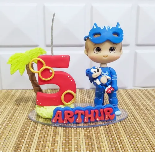 Vela Sonic Personalizada em Biscuit