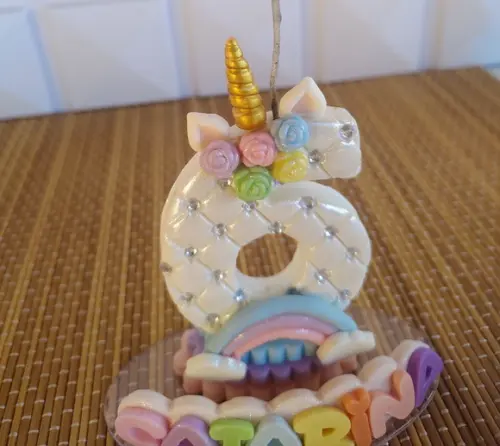 Vela Unicórnio | Topo de Bolo Unicornio | Vela de Biscuit