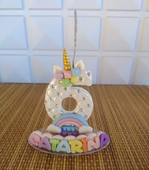 Vela Unicórnio | Topo de Bolo Unicornio | Vela de Biscuit