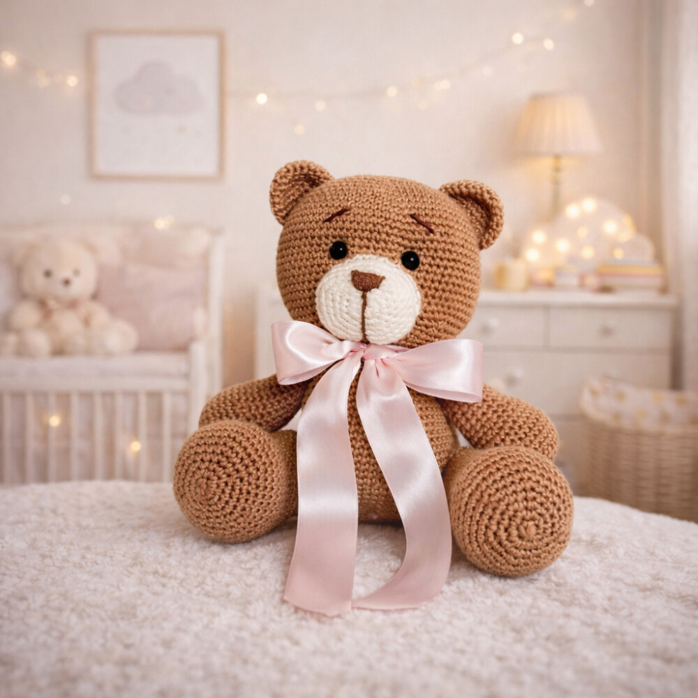 Urso Amigurumi 25cm Feito à Mão | Decoração Quarto Bebê | Pr