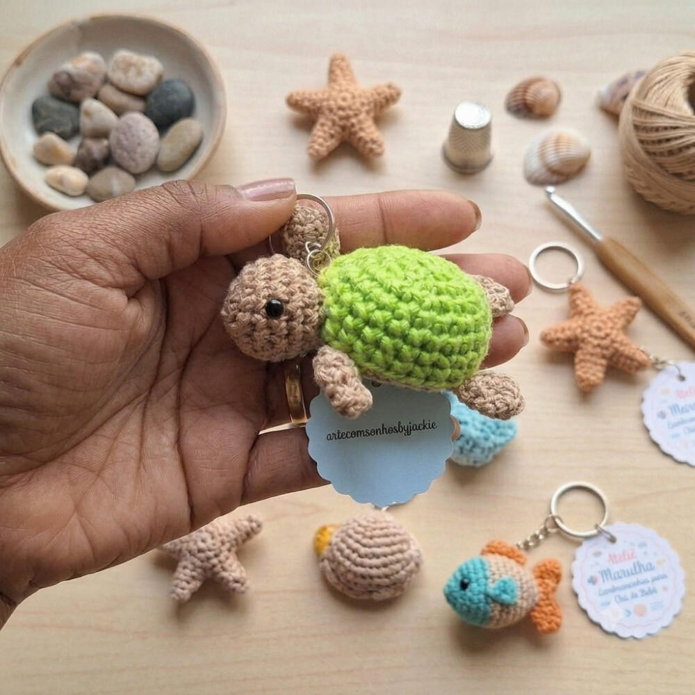 kit 10 Chaveiro Tartaruga Amigurui em Crochê Artesanal | Lembran