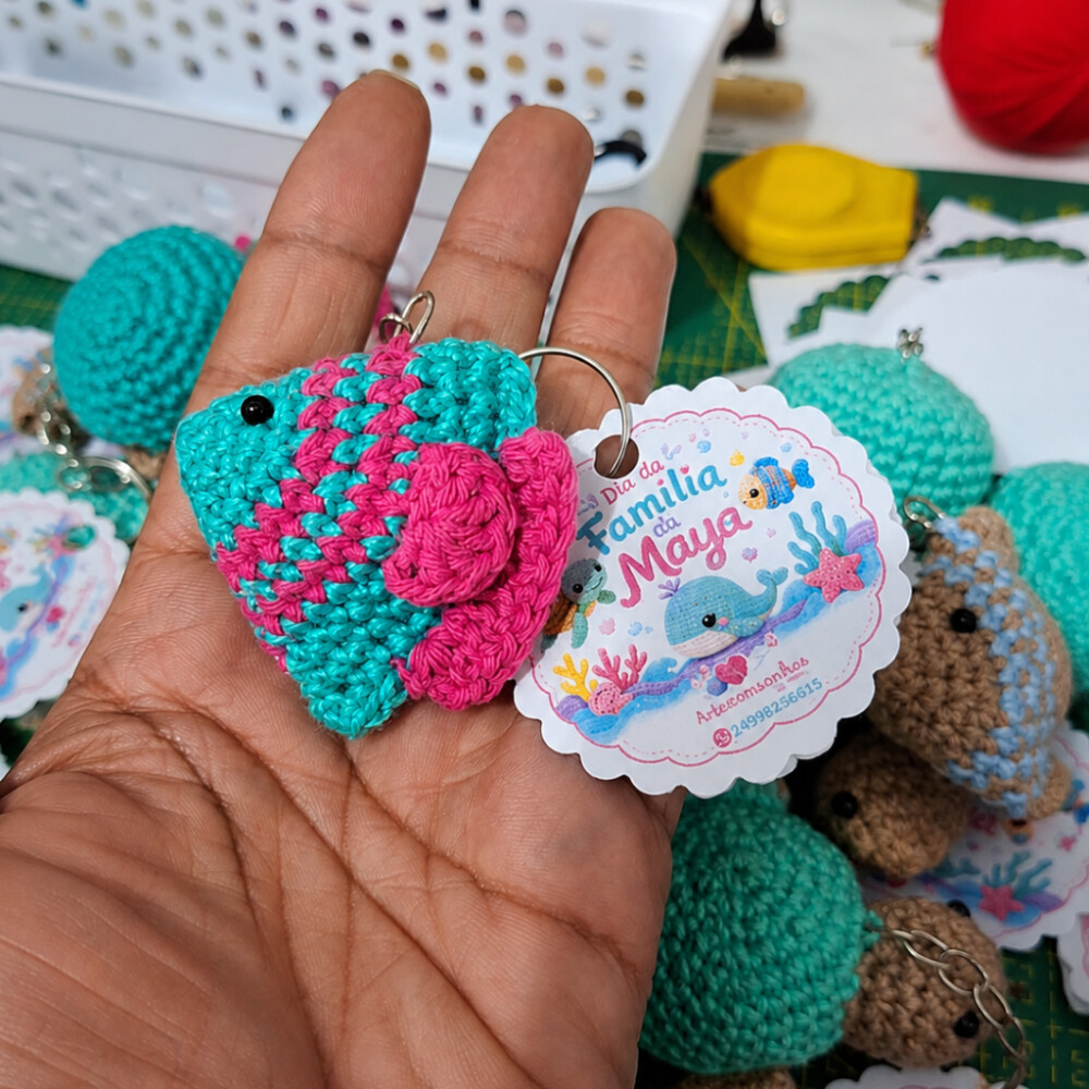 kit 10 Chaveiro Peixe Tropical Amigurumi em Crochê Artesanal | L