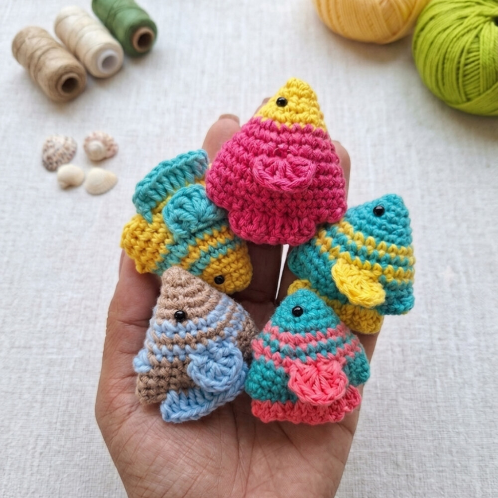 kit 10 Chaveiro Peixe Tropical Amigurumi em Crochê Artesanal | L