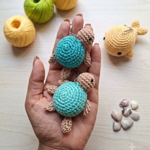 kit 10 Chaveiro Tartaruga Amigurui em Crochê Artesanal | Lembrancinha | mobile