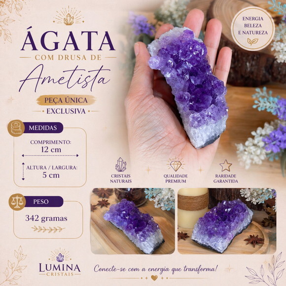 Ágata com Drusa de Ametista - Peça Única - Pedras Naturais