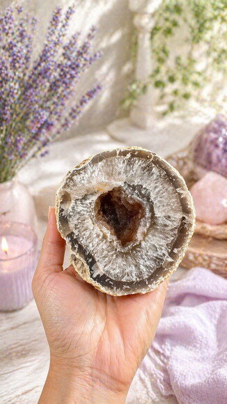 Ágata Natural c/ Drusa de Quartzo(geodo de Ágata) Peça Única