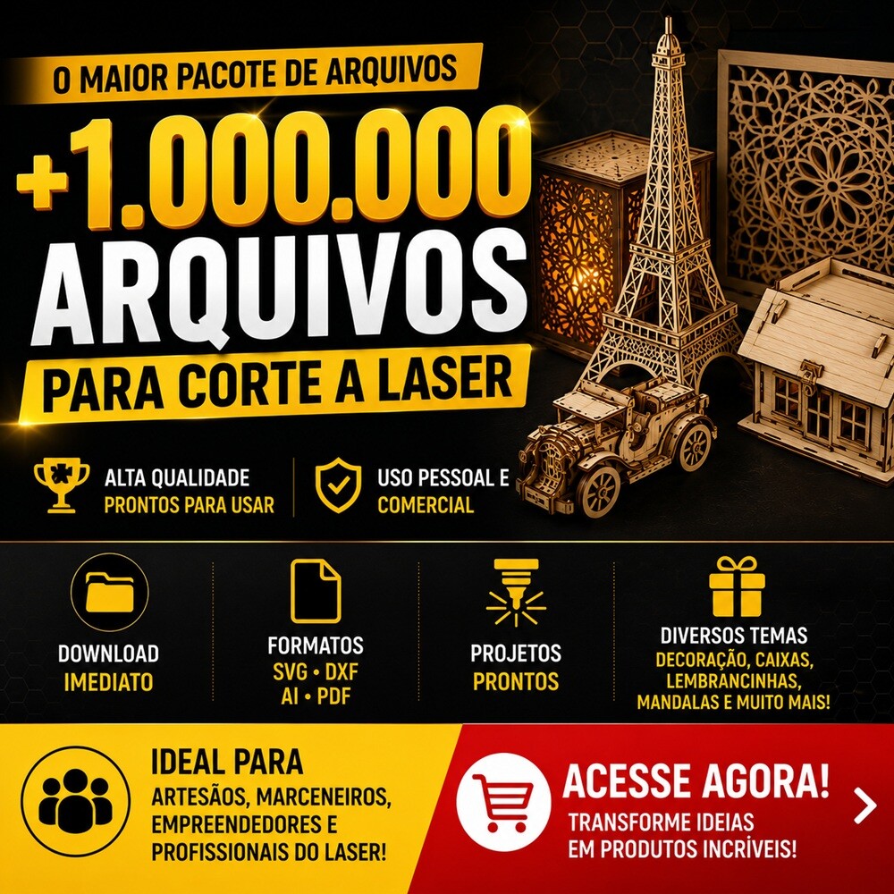 + 1000000 de Arquivo Para Corte a Laser SVG, DXF, CDR, EPS, AI e