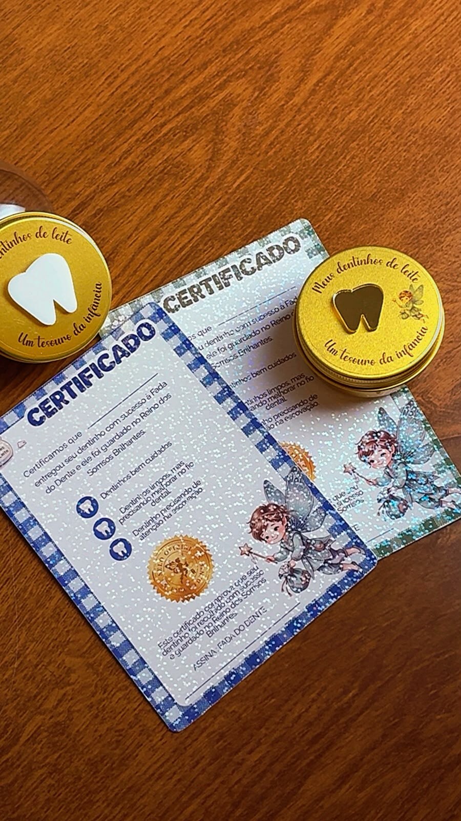 Kit Oficial Fada do Dente – Certificado Brilhante e Porta-Denti