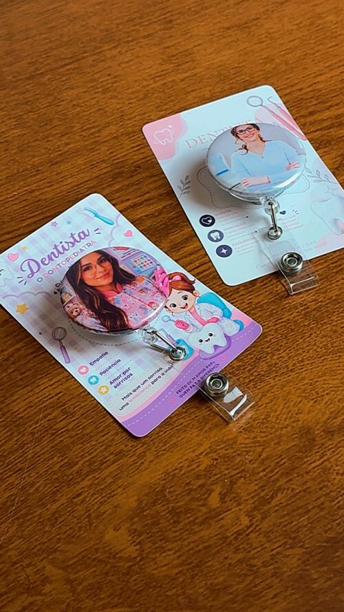 kit Roller Clip para Crachá personalizado com Botton - Odontologia
