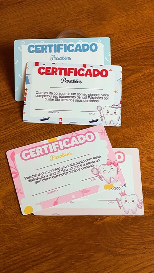 kit 12 unid odontopediatria - Certificado de Coragem Infantil para Dentistas  - Paciente Nota 10