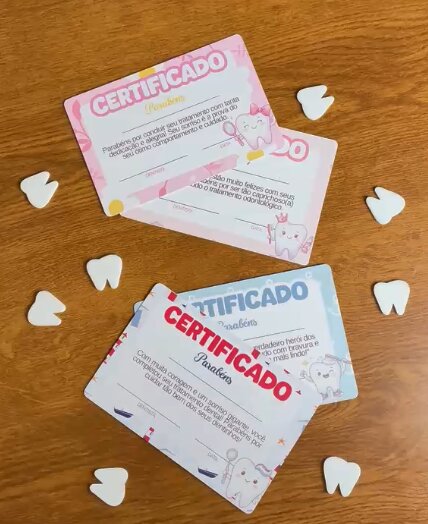 kit 12 unid odontopediatria - Certificado de Coragem Infantil par