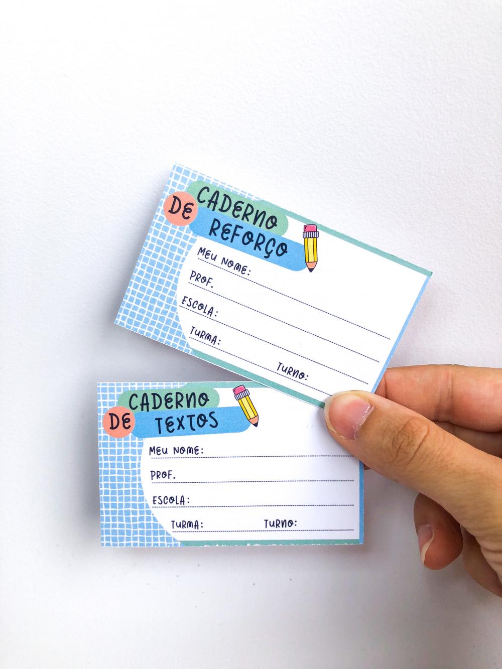 Arquivo Digital Etiquetas Escolares Tradicionais Azul e Rosa