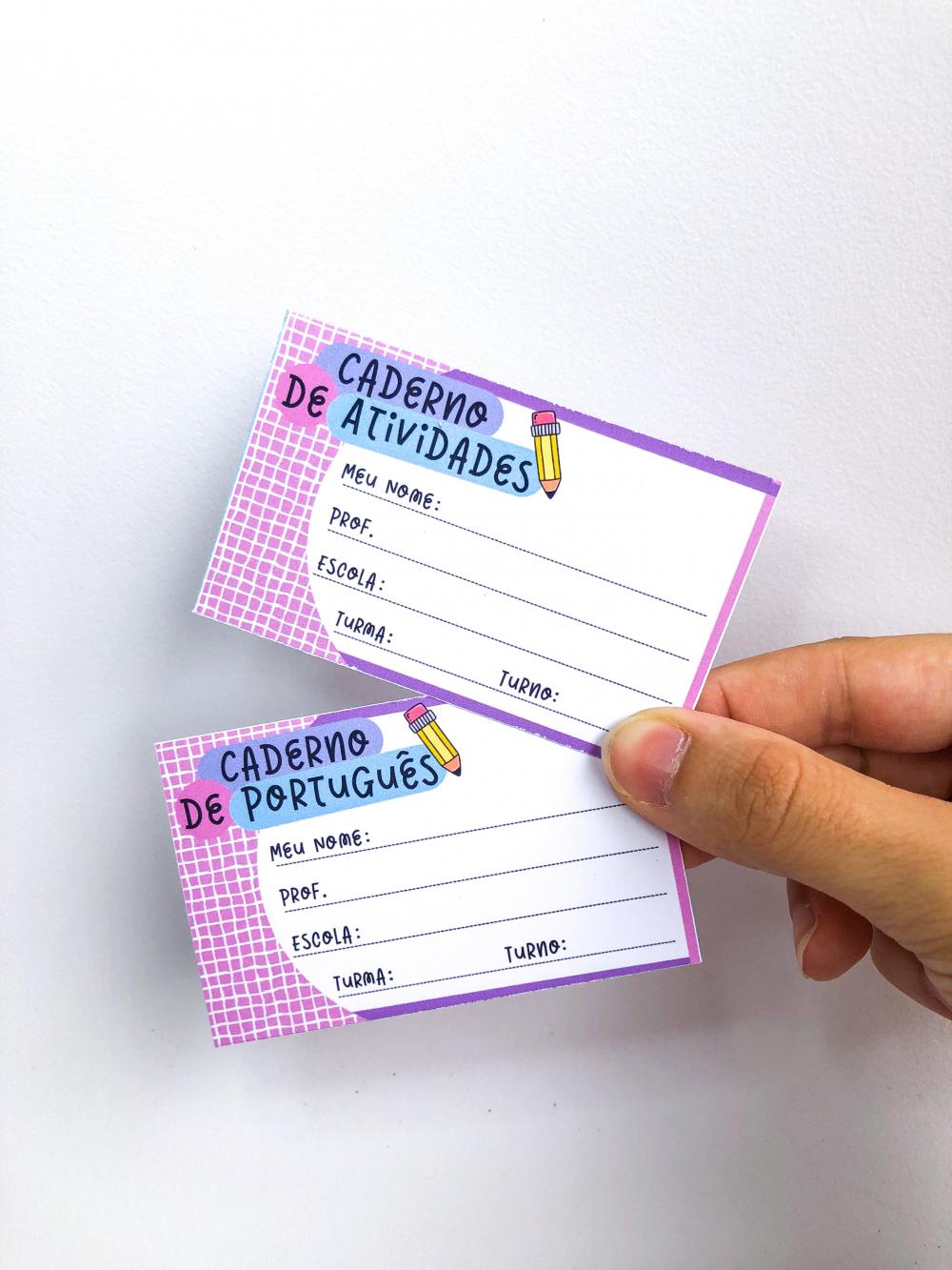 Arquivo Digital Etiquetas Escolares Tradicionais Azul e Rosa