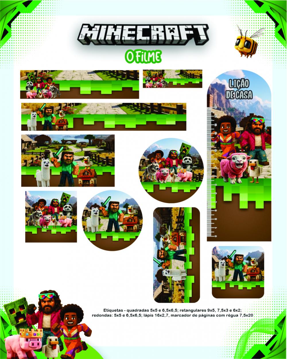 Arquivo Digital Etiquetas Escolares MINECRAFT