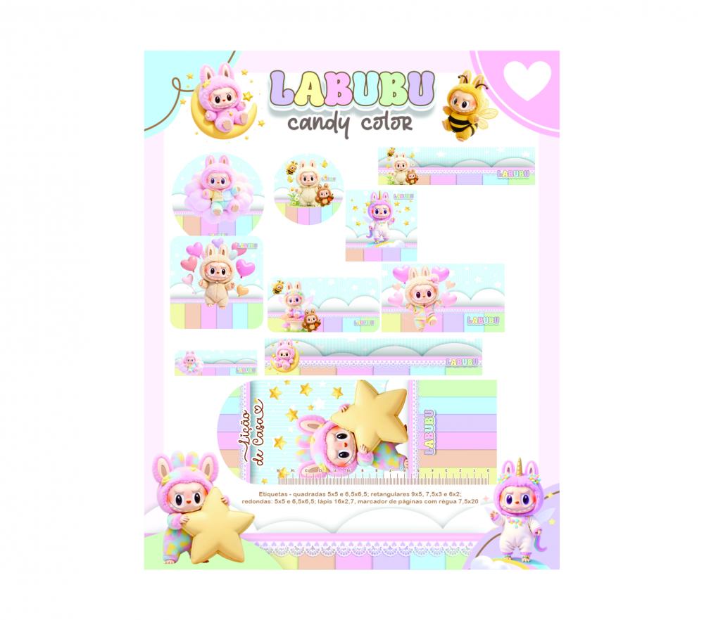 Arquivo Digital Etiquetas Escolares LABUBU CANDY