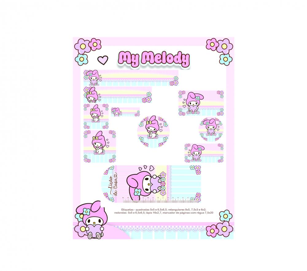 Arquivo Digital Etiquetas Escolares My Melody