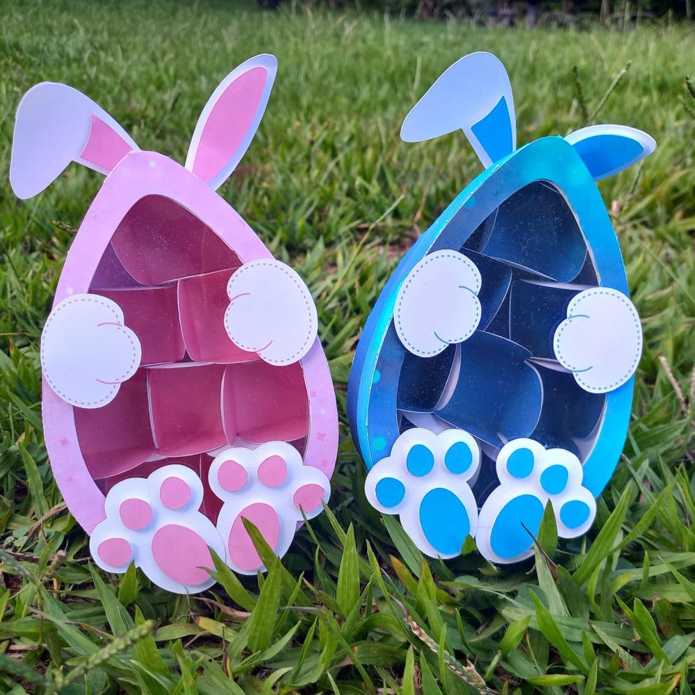 Arquivo Digital Caixinha com visor coelho de páscoa