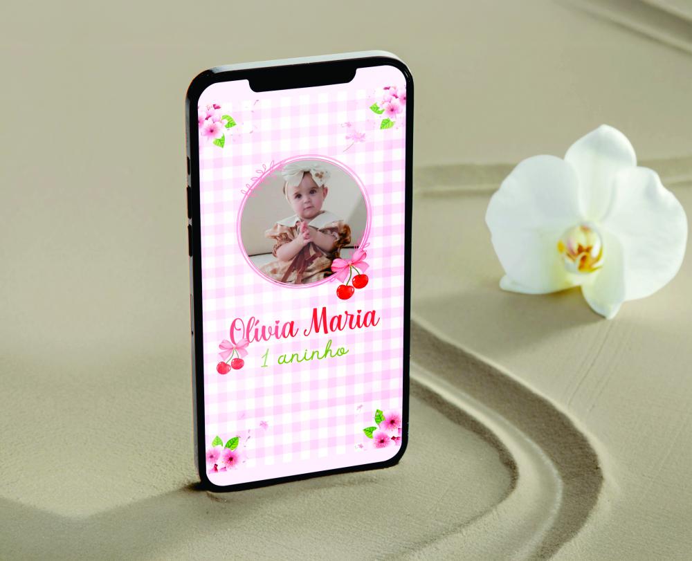 Convite Digital Animado com Foto Cerejinha