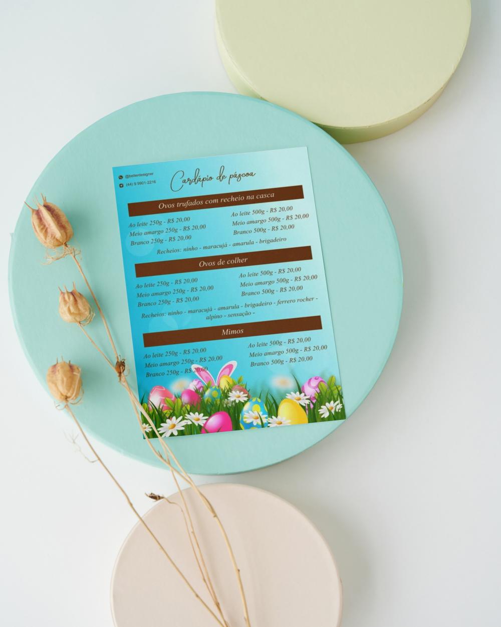 Arquivo digital cardápio de páscoa (editável canva)