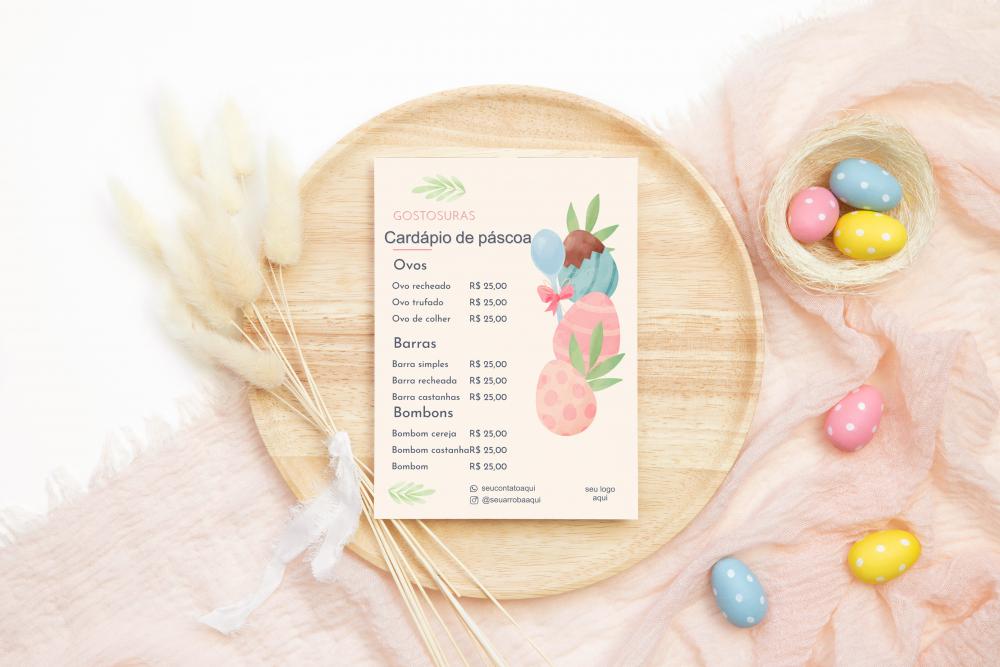 Arquivo digital cardápio de páscoa (editável canva)