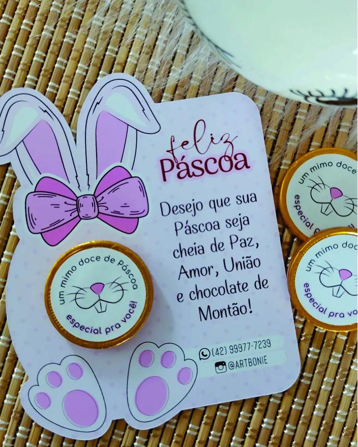 Arquivo Digital Card Colelho Rosa Mimos de Páscoa