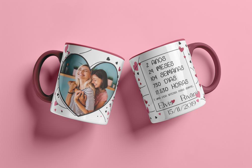 Arquivo Digital Arte para Caneca Coração Apaixonado