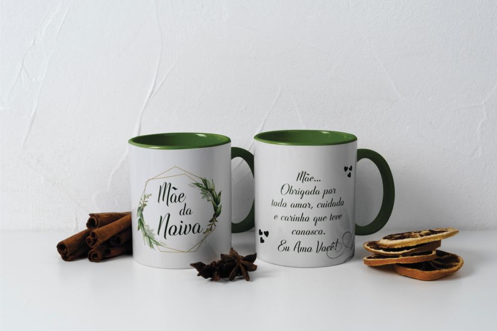 Kit Digital Artes Canecas Pai, Mãe e Avós Floral Verde