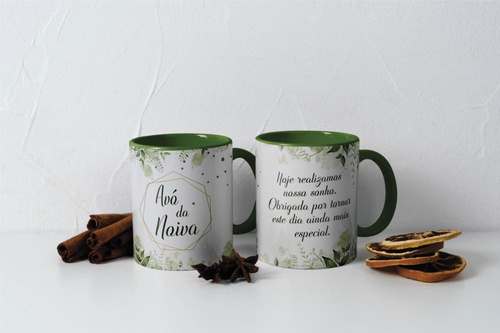 Kit Digital Artes Canecas Pai, Mãe e Avós Floral Verde