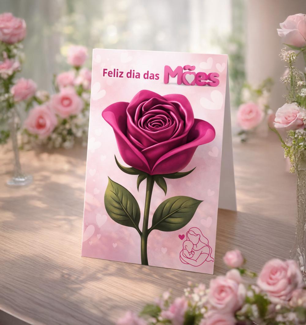 Arquivo Digital Card Rosa touca de Cetim dia das mães