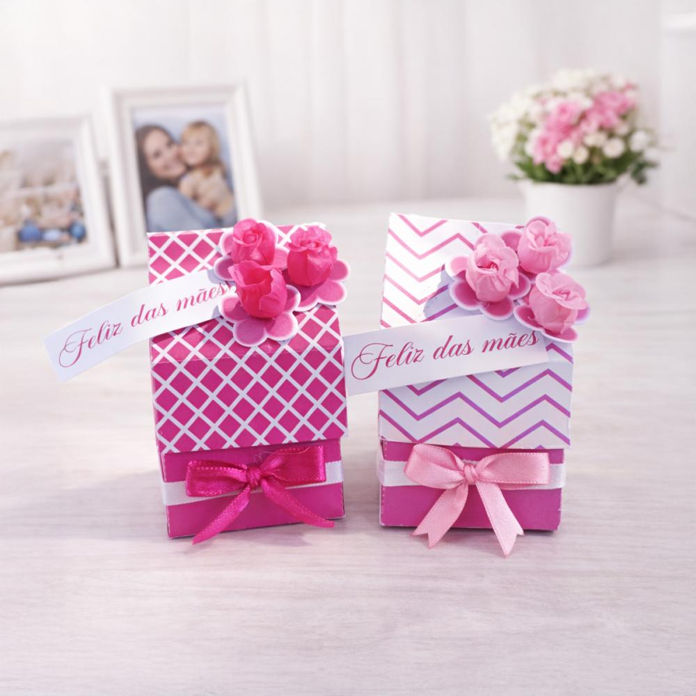 Kit Arquivo Digital Caixinha  Rosa Porta Bombons Dia das Mães