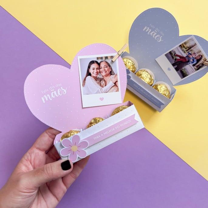 Arquivo Kit Digital Coração 3 Doces Dia das Mães