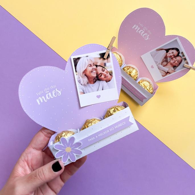Arquivo Kit Digital Coração 3 Doces Dia das Mães