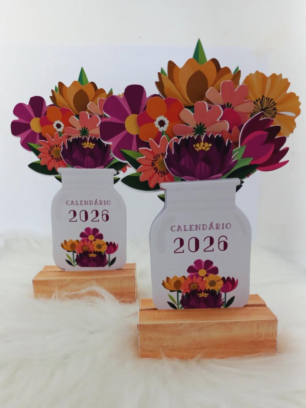 Arquivo Digital Mini Calendário Vaso de Flores com Base 2026