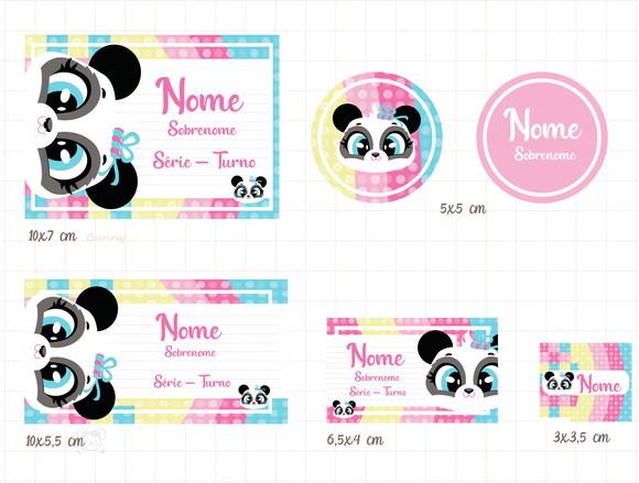 Etiquetas Escolares Panda Puket Personalizada com Seu Nome