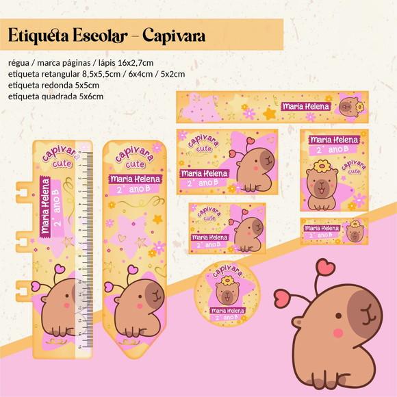 Arquivo Digital Etiquetas Escolares Capivara Cute