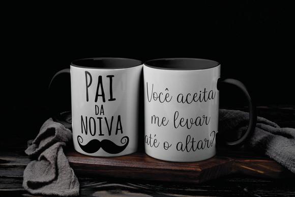 Kit Digital Artes Canecas Pai, Madrinha e Padrinho