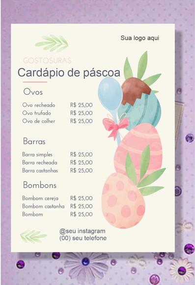 Arquivo digital cardápio páscoa. (Personalizado)