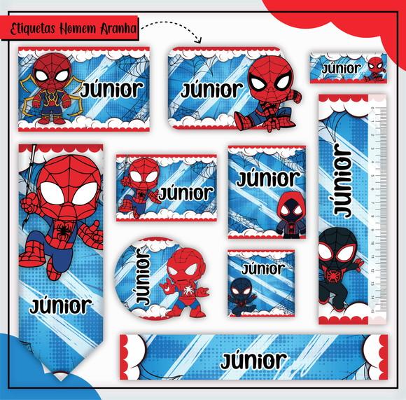 Arquivo Digital Kit Etiquetas Escolares Homem Aranha Cut