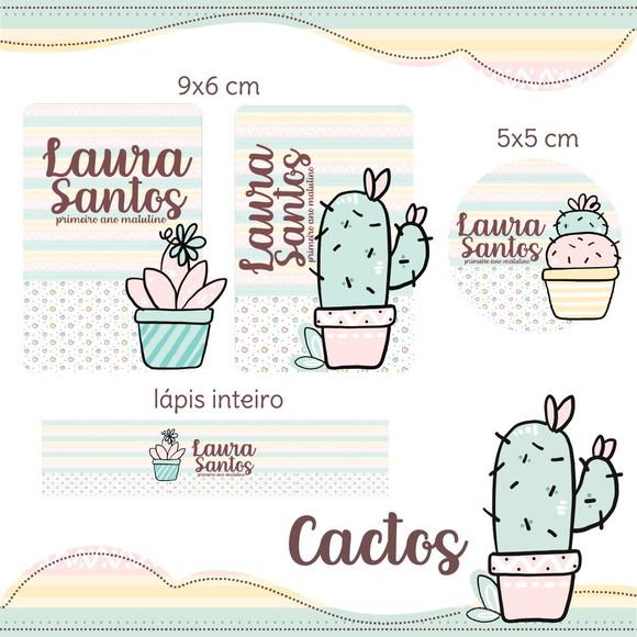 Arquivo Digital Etiquetas Escolares Cactos Cut