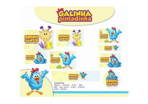 Arquivo Digital Etiquetas Escolares Galinha Pintadinha Azul