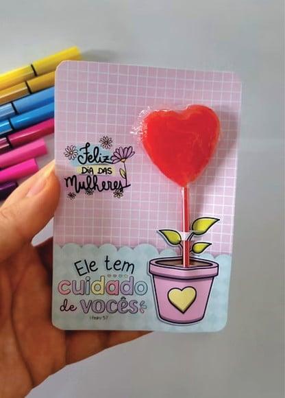 Arquivo Digital Card Porta Pirulitos Cristão Dia da Mulher